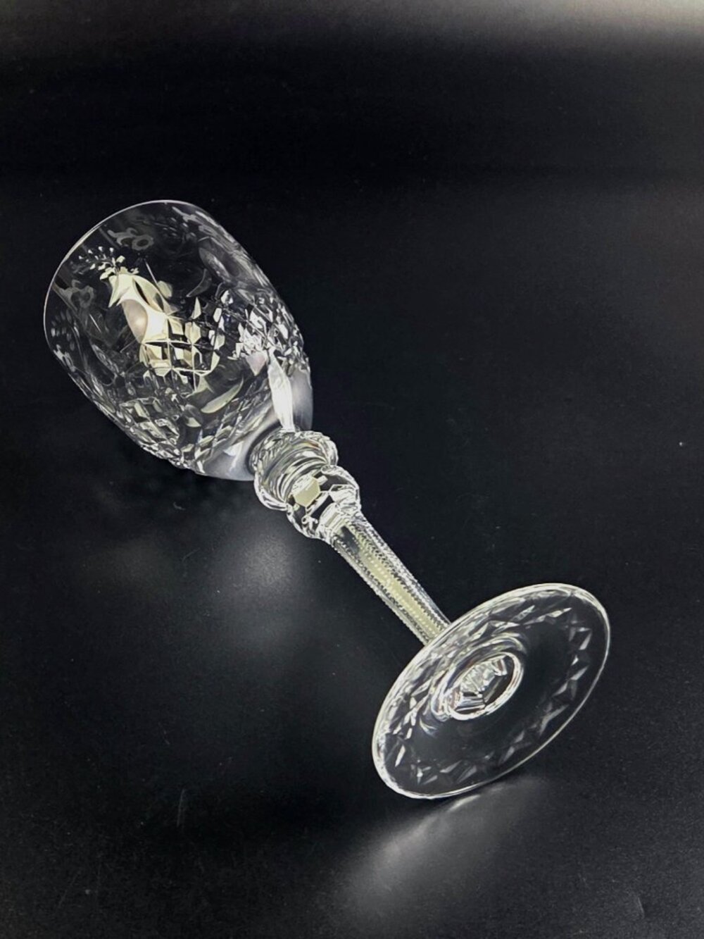 Vintage Rogaska Gallia Crystal Water/Wine Goblet – Single – Cut Floral Design